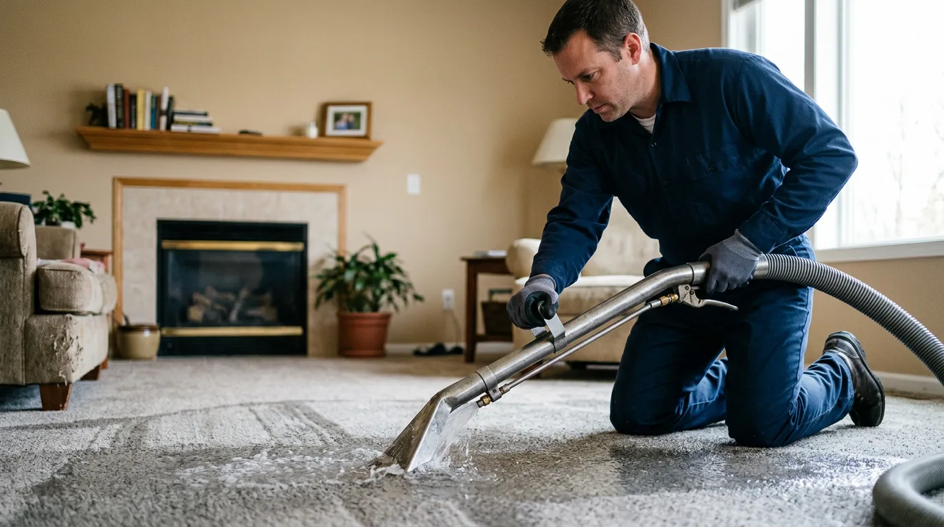Water damage restoration technician working near Dardanelle, AR